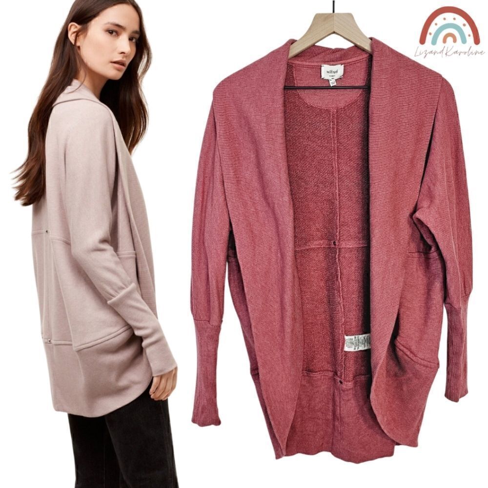 Wilfred Aritzia Diderot Oversized Open Front Ribbed Trim Longline Cardigan
